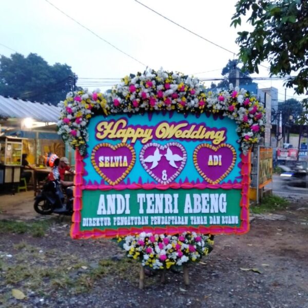 Karangan Bunga Papan Happy Wedding