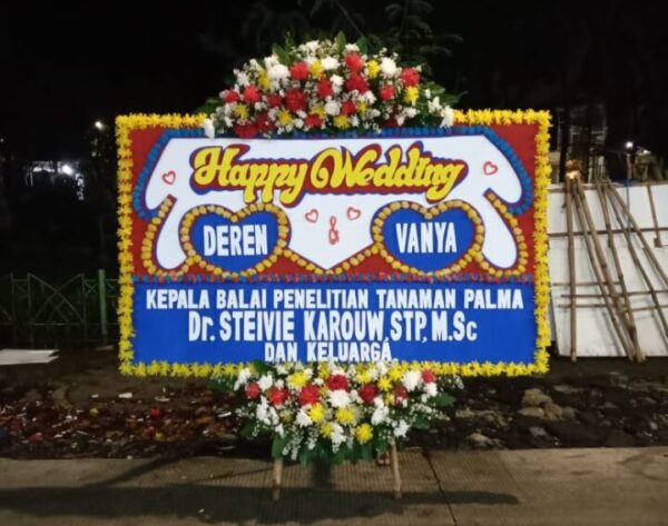 Karangan Bunga Papan Happy Wedding
